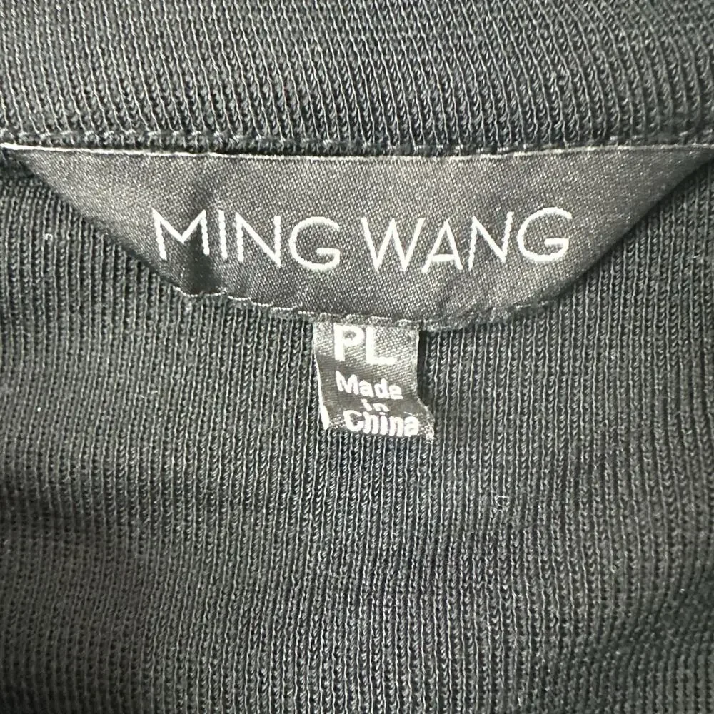 Ming Wang Cardigan Jacket Women Large Petite Black Ruffle Anchor Button Nautical